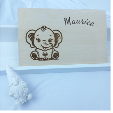 Frühstücksbrettchen / Vesperbrettchen mit Wunschname Motiv " Elefant"/ Geschenk/ Kindergeburtstag