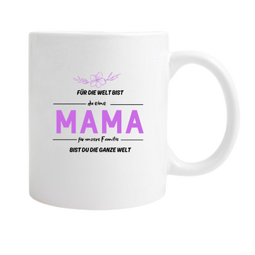 Keramiktasse/Weiß „Für die Welt bist du eine Mama für uns bist du die Welt “ Rosa