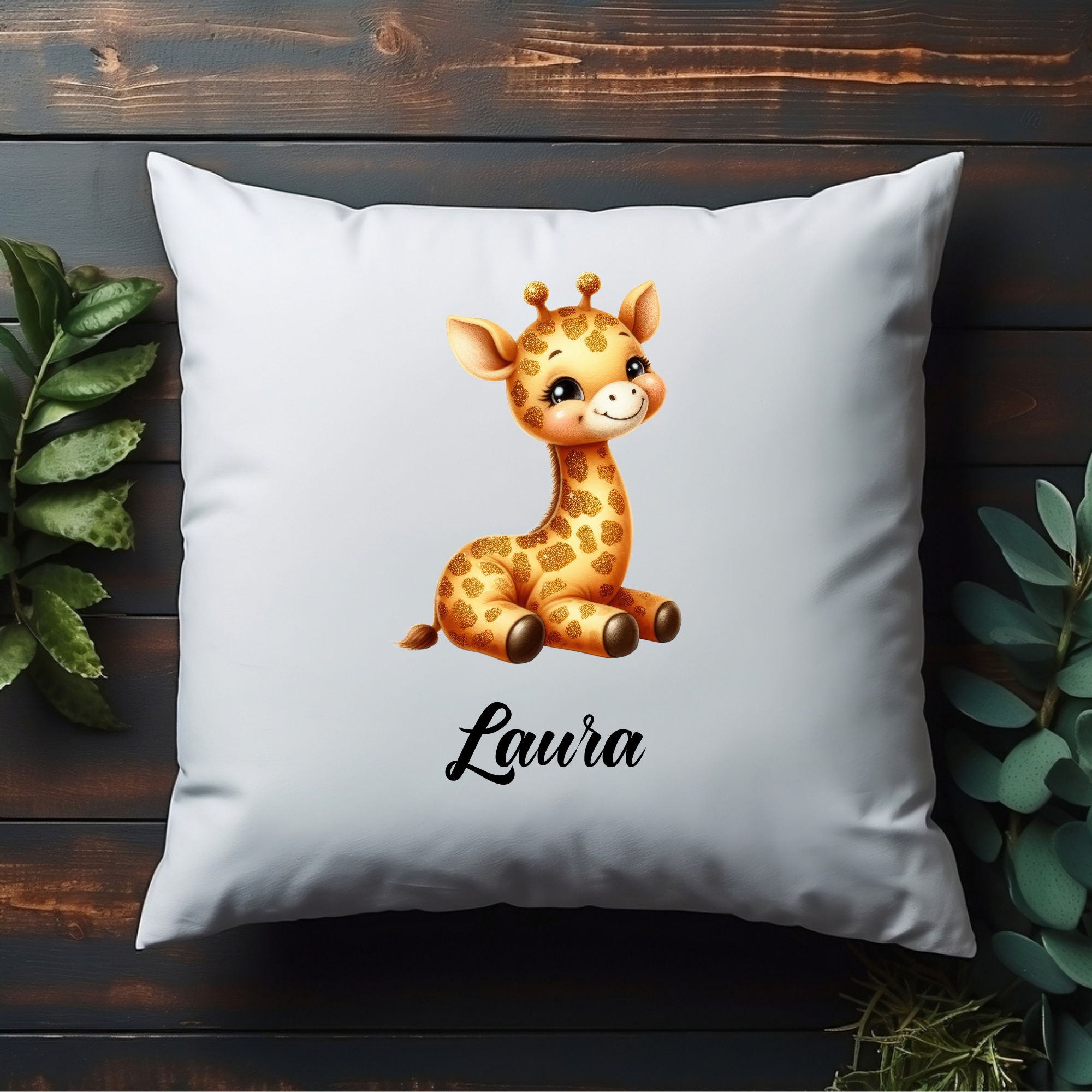 Deko-Kissenbezug personalisiert" süße Giraffe" mit deinem Wunschnamen / Geschenk/ Kita/ Geburtstag (Kopie)